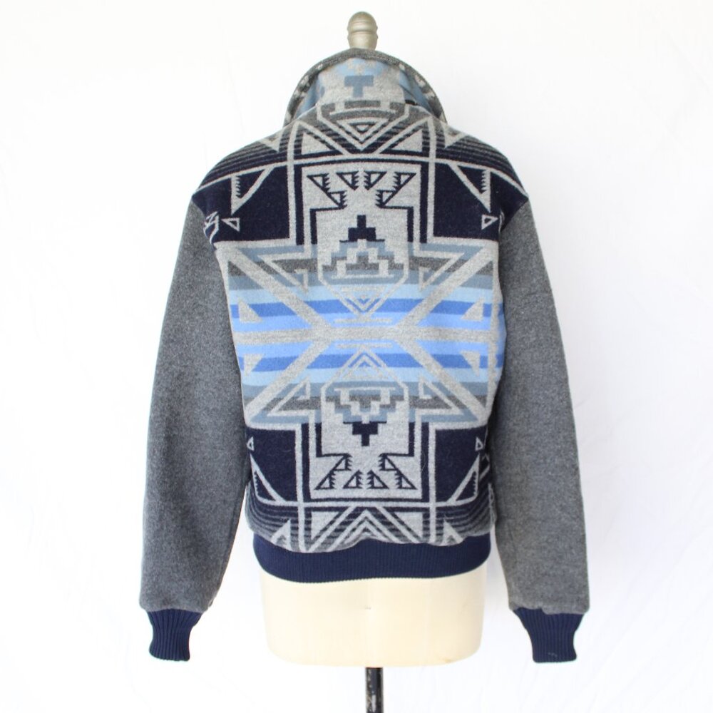Pendleton vintage wool blanket Aztec tribal moto bomber jacket Varsity coat M - Picture 9 of 10